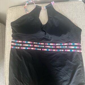 La Blanca Black and Pink Tankini Swimsuit